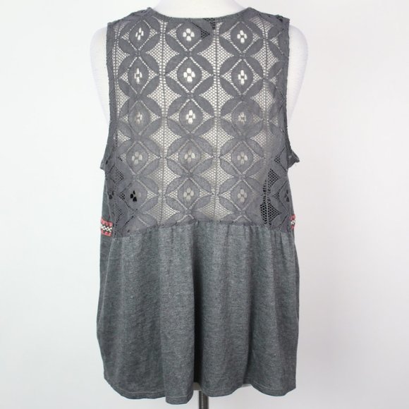 Torrid Womens 1X Embroidered Crochet Back Tank Top - Picture 3 of 4